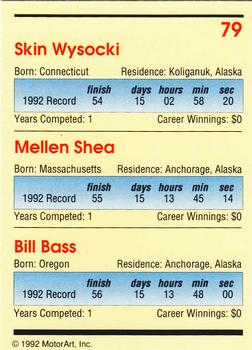 1992 MotorArt Iditarod Sled Dog Race #79 Skin Wysocki / Mellen Shea / Bill Bass Back